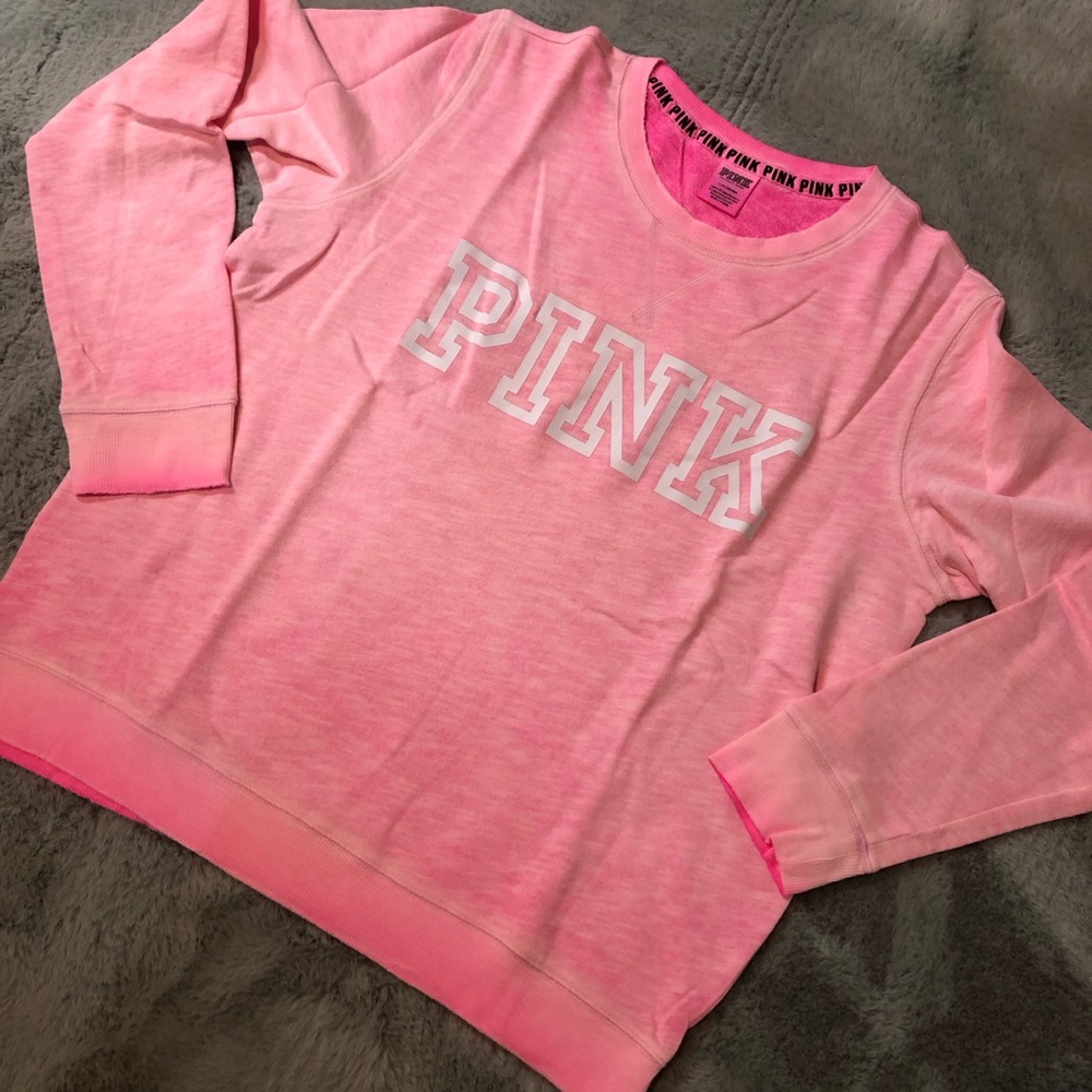 Victoria’s Secret PINK Lightweight Classic Crew Sweatshirt Barbie Pink L NWT